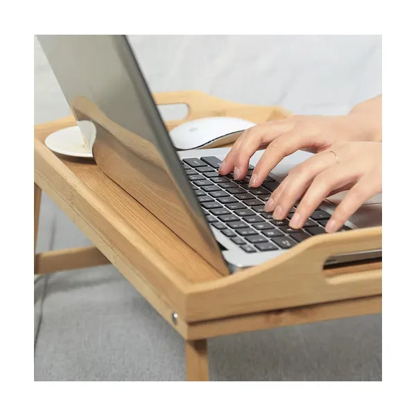 Összecsukható XL bambusz reggeliző- és laptopasztal ágyba, 50×30 cm