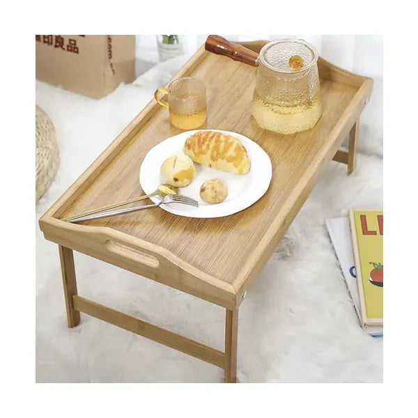 Összecsukható XL bambusz reggeliző- és laptopasztal ágyba, 50×30 cm