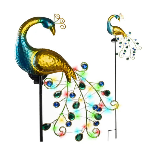 Gardlov páva napelemes kerti lámpa, 40 LED, IP44, 110 cm, multicolor