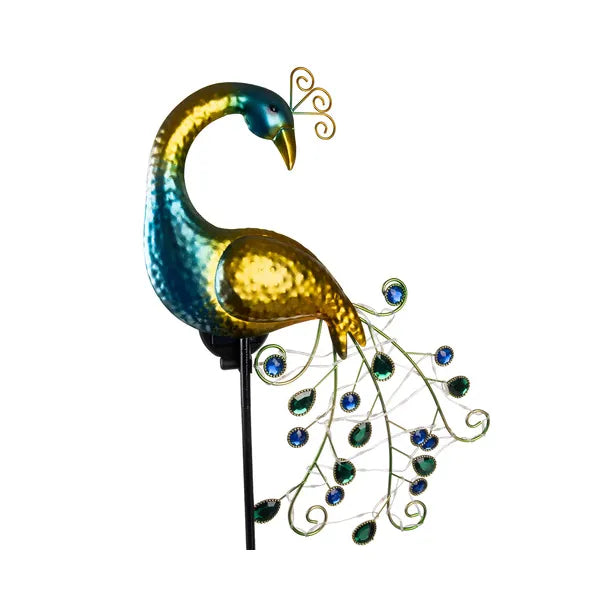 Gardlov páva napelemes kerti lámpa, 40 LED, IP44, 110 cm, multicolor