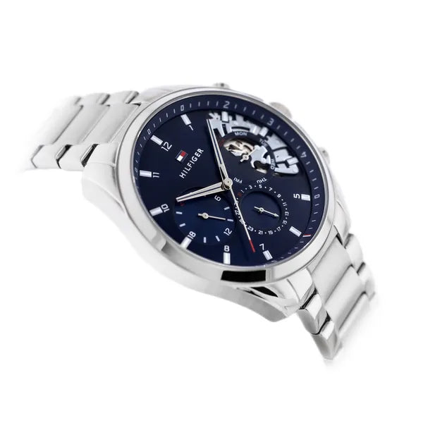 Tommy Hilfiger 1710448 férfi karóra, kék számlap, acél szíj, WR50