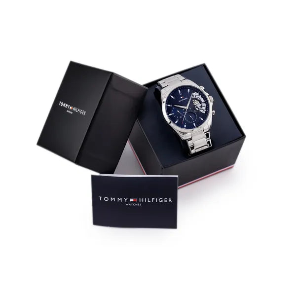 Tommy Hilfiger 1710448 férfi karóra, kék számlap, acél szíj, WR50