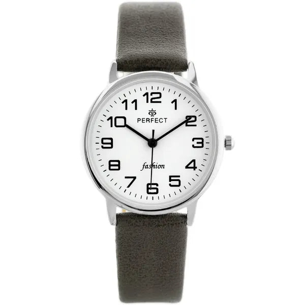 Női kvarc karóra mineral üveggel, bőrszíj, WR30, fehér számlap 32 mm
