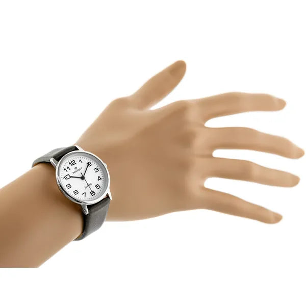 Női kvarc karóra mineral üveggel, bőrszíj, WR30, fehér számlap 32 mm