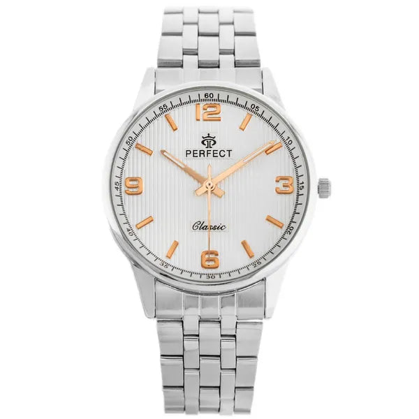 Férfi karóra 40 mm ezüst, kvarc Miyota szerkezet, díszdobozzal