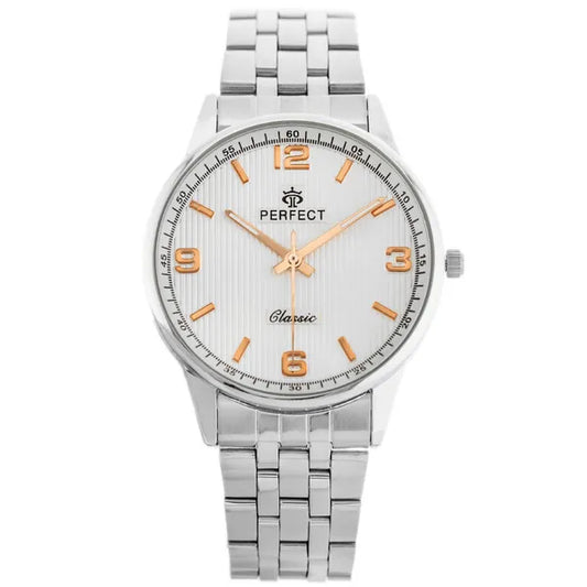 Férfi karóra 40 mm ezüst, kvarc Miyota szerkezet, díszdobozzal