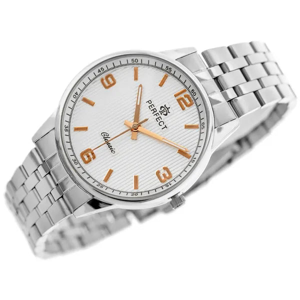 Férfi karóra 40 mm ezüst, kvarc Miyota szerkezet, díszdobozzal