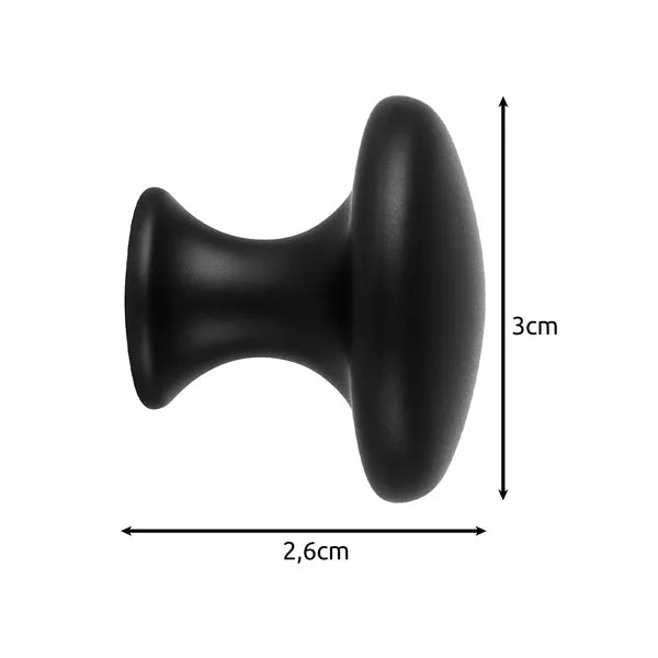 Matt fekete bútorfogantyú gombkészlet, 10 db, Ø30 mm