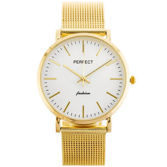 Perfect F345 női karóra, arany fém szíj, ezüst számlap, 36 mm quartz
