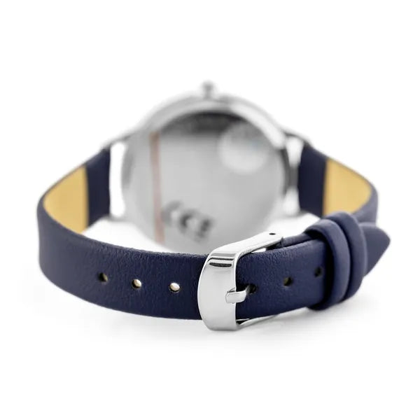 Perfect L202 női karóra, kvarc, ezüst számlap, kék bőrszíj, 34 mm