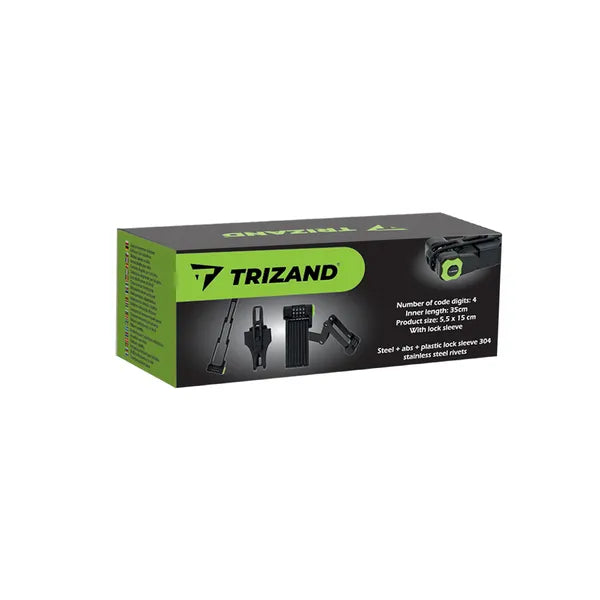 Trizand összecsukható kerékpár lakat, 85 cm, tartóval, 2 kulcs, fekete