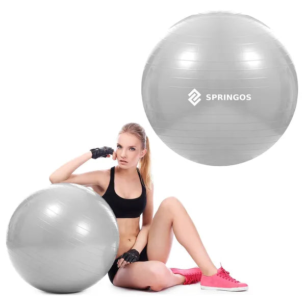 75 cm-es szürke gimnasztikai labda pumpával, PVC, 150 kg teherbírás