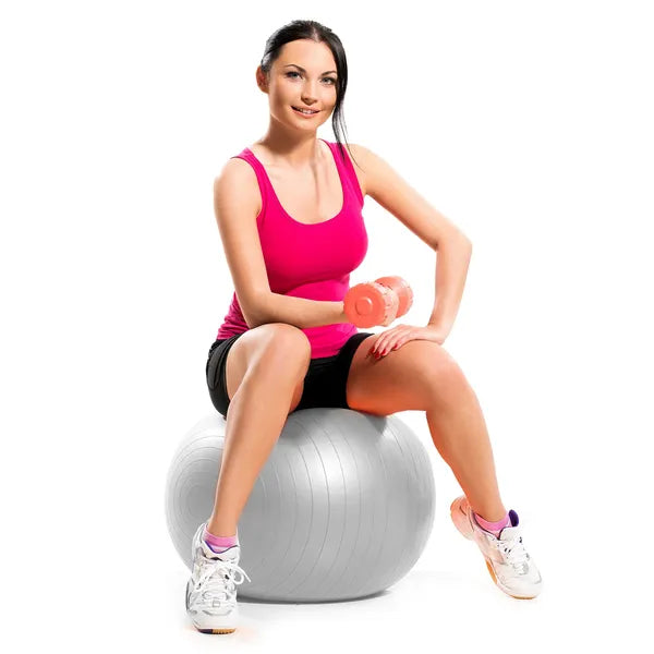 75 cm-es szürke gimnasztikai labda pumpával, PVC, 150 kg teherbírás