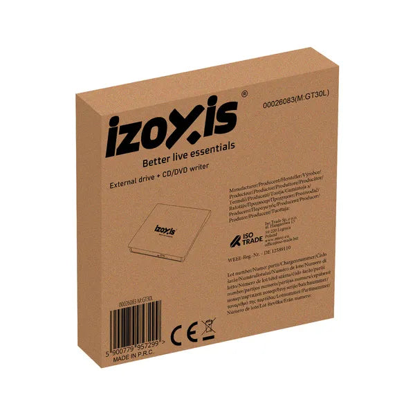 Izoxis 26083 külső USB 3.0 CD/DVD író és lejátszó, plug-and-play