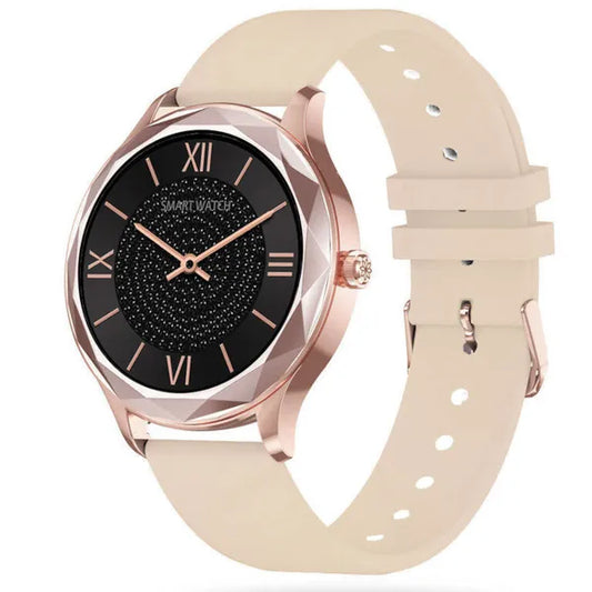 Unisex okosóra 1.09'' HD kijelzővel, IP67, rosegold/beige, vérnyomásmérő