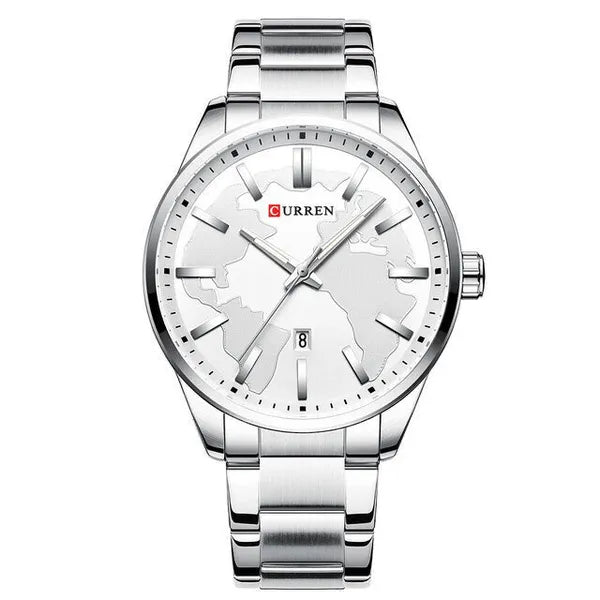 Curren 8366 férfi karóra, ezüst szín, kvarc, fém szíj, 44 mm
