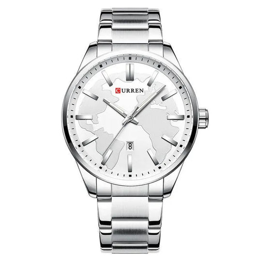 Curren 8366 férfi karóra, ezüst szín, kvarc, fém szíj, 44 mm