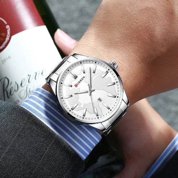 Curren 8366 férfi karóra, ezüst szín, kvarc, fém szíj, 44 mm