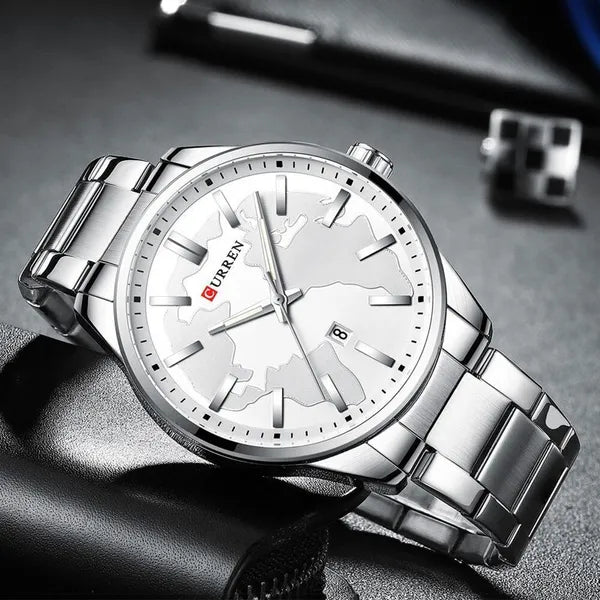Curren 8366 férfi karóra, ezüst szín, kvarc, fém szíj, 44 mm