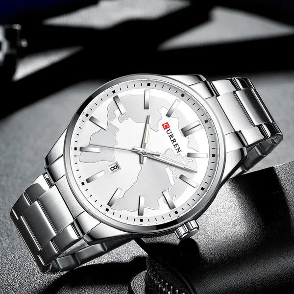 Curren 8366 férfi karóra, ezüst szín, kvarc, fém szíj, 44 mm