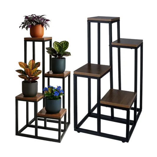 Ruhhy álló virágtartó 69 cm, fekete fém, modern loft