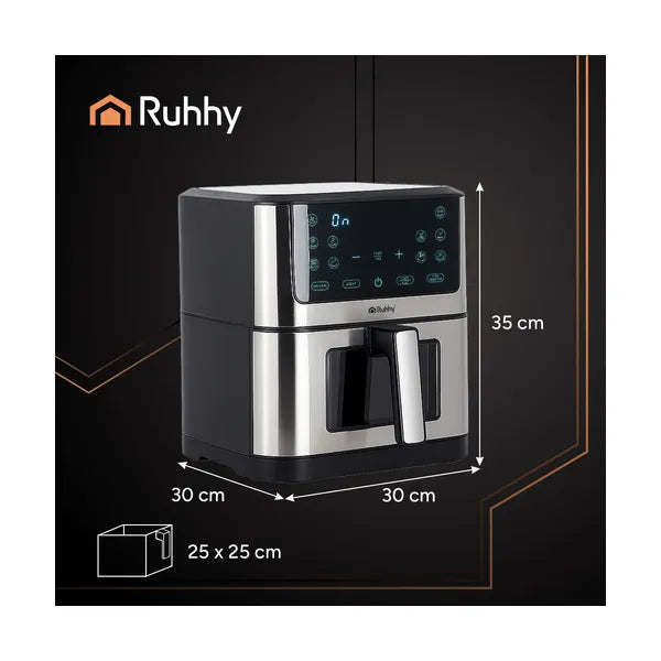 RUHHY olajmentes forrólevegős sütő 8 l XXL, 10 program, LED panel