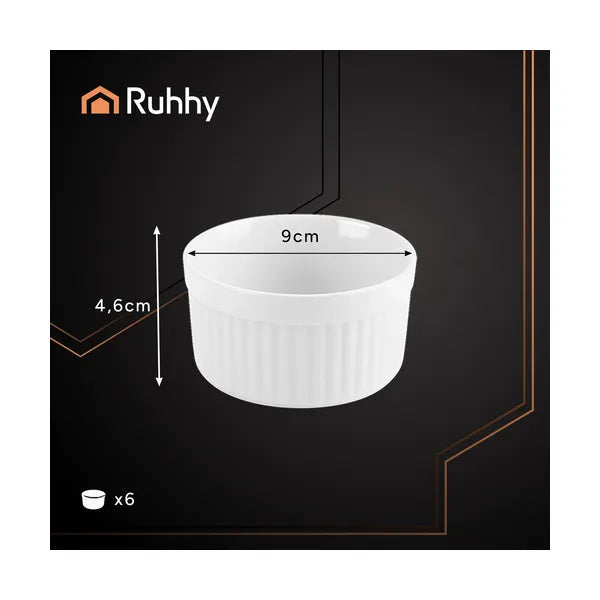 6 darabos fehér kerámia ramekin sütőtálka szett 200 ml