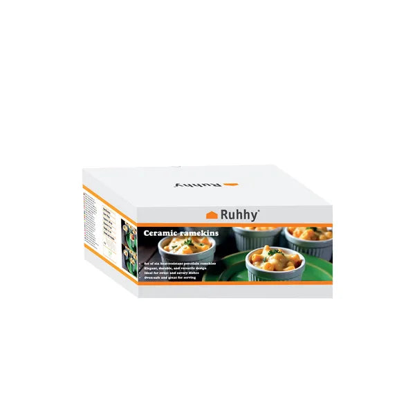 6 darabos fehér kerámia ramekin sütőtálka szett 200 ml