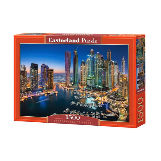 1500 darabos puzzle – Dubai felhőkarcolói panoráma, 68×47 cm