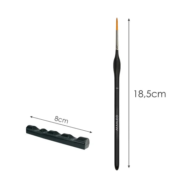 Maaleo 5 db nylon művész ecset állvánnyal, 000-2 méret, nyírfa nyél