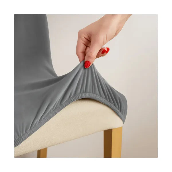 Ruhhy sötétszürke rugalmas bársony székhuzat szett 6 db, 65×40×35 cm
