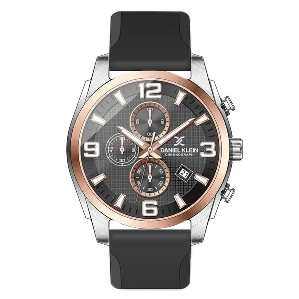 Daniel Klein férfi kronográf ajándékszett 42 mm, ezüst/fekete, cserélhető szíjak
