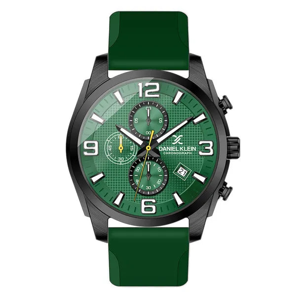 Daniel Klein férfi kronográf karóra ajándékszett, 42 mm, zöld számlap, WR50