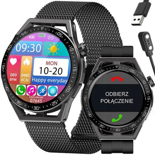 Férfi okosóra 1,35" IPS körkijelző, BT hívás, NFC, IP67, fekete