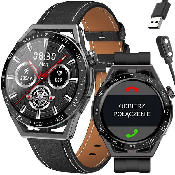 Férfi okosóra 1,35” IPS érintőkijelzővel, Bluetooth hívás, NFC, IP67, fekete