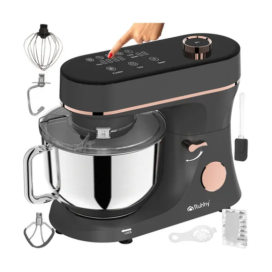 Planetáris mixer melegítő tállal, 6,2 l, 2000 W, 11 fokozat, szürke/arany