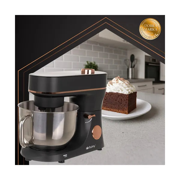 Planetáris mixer melegítő tállal, 6,2 l, 2000 W, 11 fokozat, szürke/arany