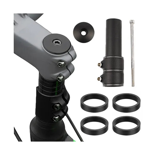 Kormányszár adapter 28,6 mm, 13 cm emelés, alumínium, fekete