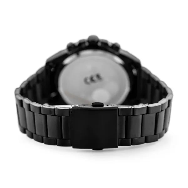 Perfect CH02M férfi kronográf karóra, fekete fém szíj, kék 46 mm