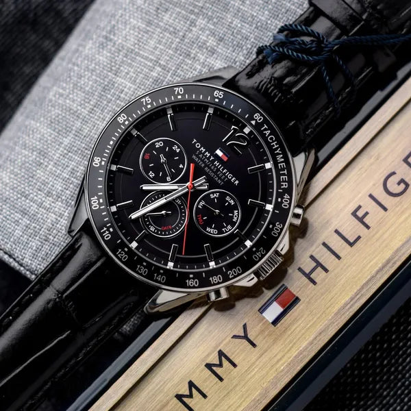 Tommy Hilfiger Luke 1791117 férfi karóra, bőr szíj, 44 mm, WR50