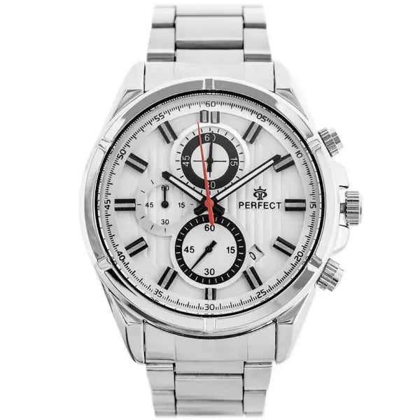 Perfect CH03M férfi kronográf karóra, ezüst szín, 44 mm, WR30
