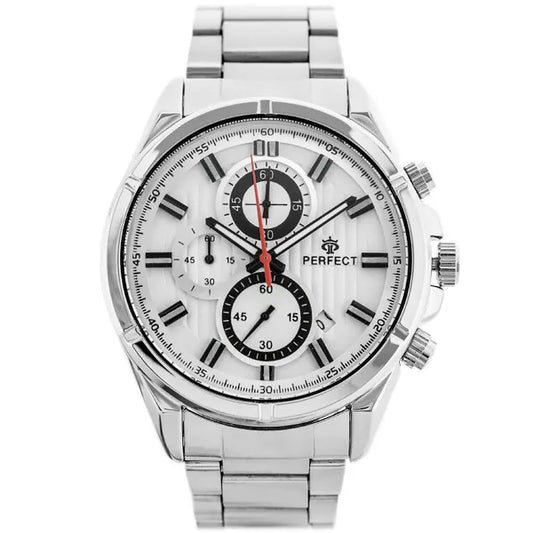 Perfect CH03M férfi kronográf karóra, ezüst szín, 44 mm, WR30