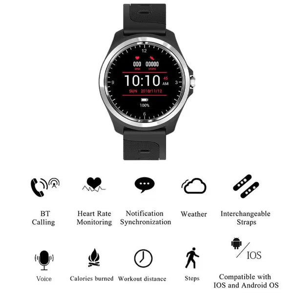 Férfi okosóra 1.04'' IP67, hívás, pulzusmérő, Bluetooth – fekete/piros