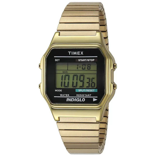 Timex Classic férfi retro digitális karóra, arany nemesacél, WR30