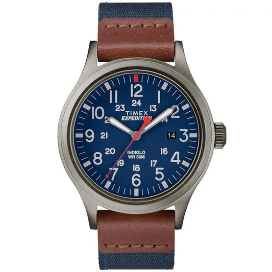 Timex Expedition férfi karóra, WR50, bőr szíj, kék számlap, quartz