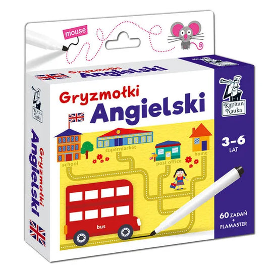 Angol nyelvtanuló törölhető feladatkártya készlet, 30 kétoldalas lap, 3-6 év