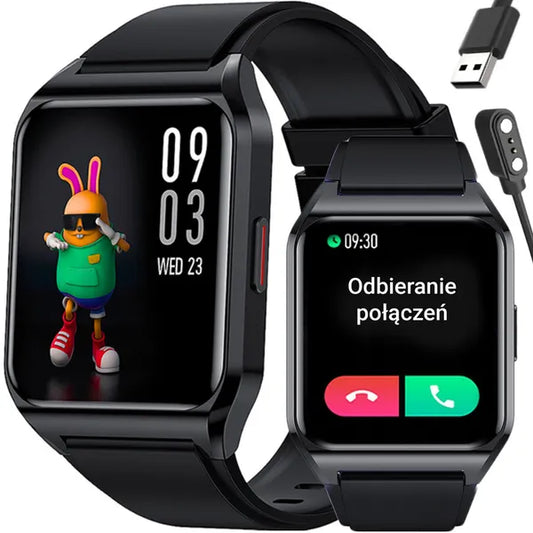 Rubicon RNCE89 okosóra 1.69" IPS, BT hívás, pulzus- és hőmérő, IP67, fekete