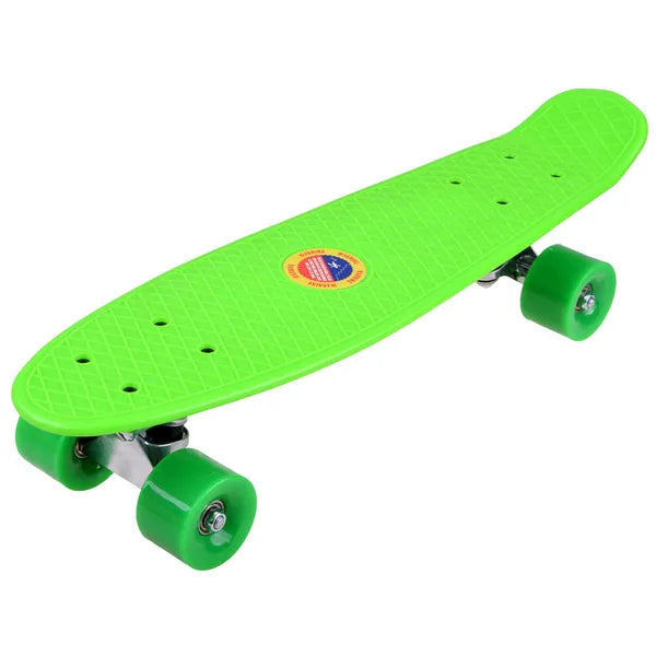 Színes műanyag fishboard gördeszka, 55x14,5 cm, PU kerekek, 50 kg