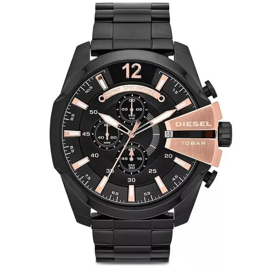 Diesel Mega Chief DZ4309 férfi karóra, kronográf, WR100, fekete/rosegold