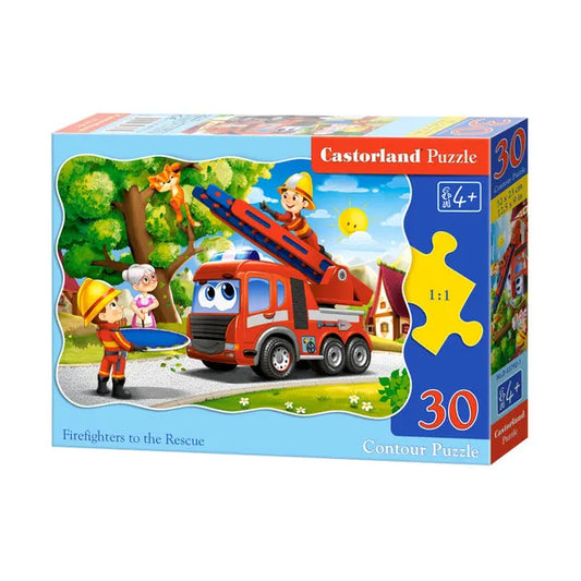 30 darabos midi puzzle – tűzoltók a bevetésen, 32×23 cm kép